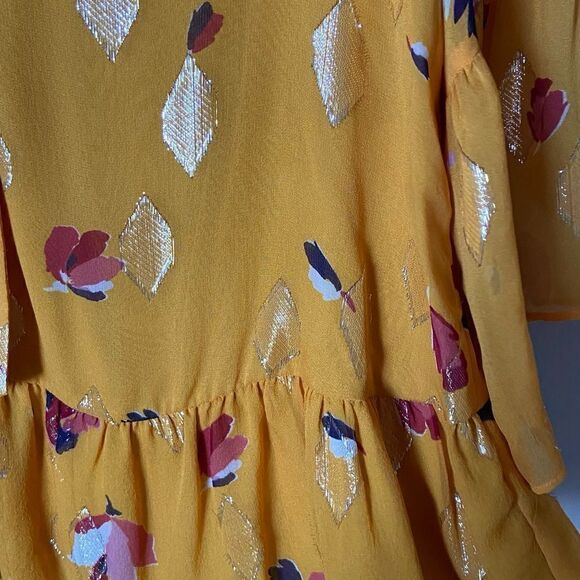Sézane Anita Silk Yellow Blouse Size 4 - Picture 8 of 9